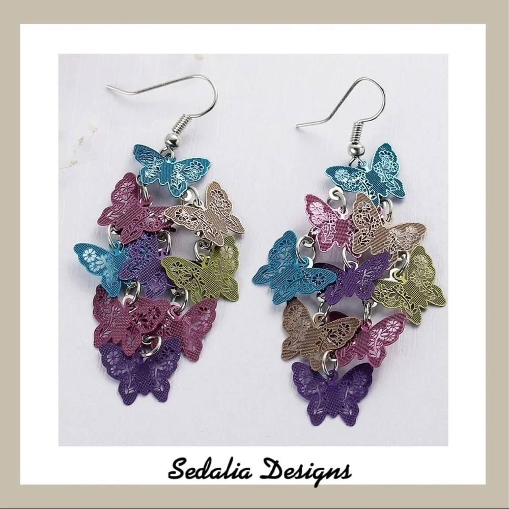 Multi-Colored Butterfly Earrings